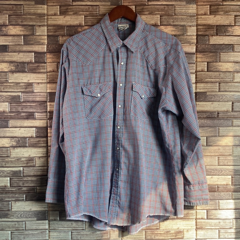 Vintage 1990s Saddlebrook Wrangler Style Western Wear Button Up Plaid Shirt XL